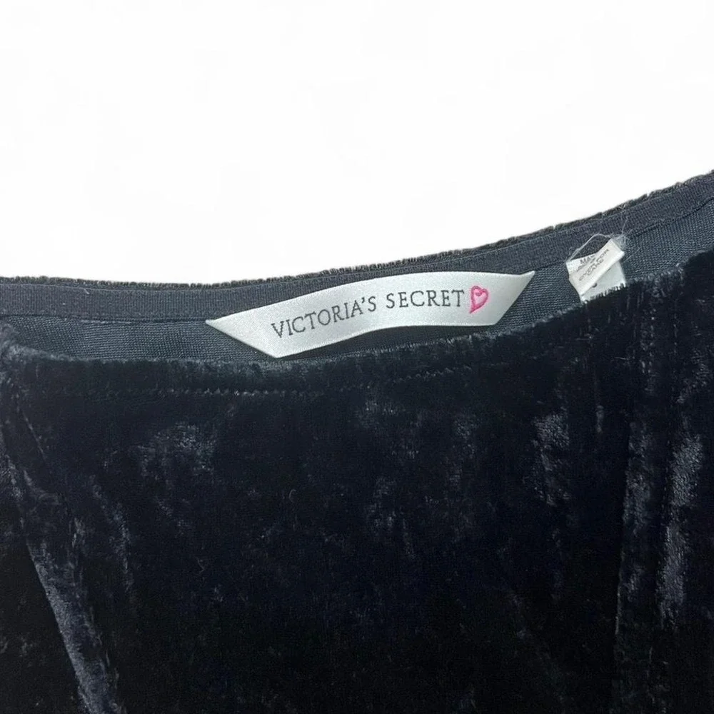 Vintage 90s Victoria's Secret Black Cami‎ Tank Top Crushed Velvet Velvour S Goth